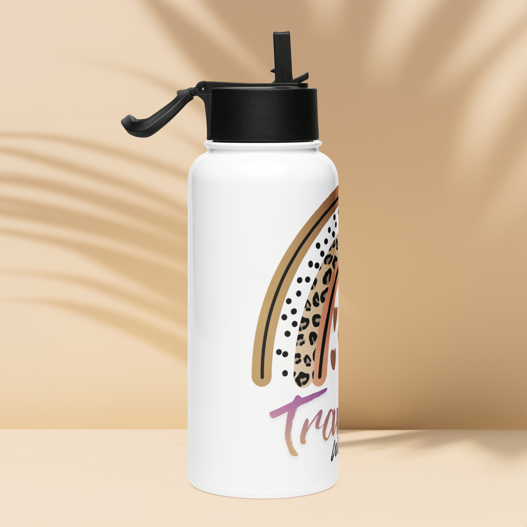 Stainless steel water bottle with a straw lid - Image 2